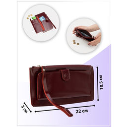 Кошелёк на молнии, с ручкой, цвет бордовый - Textura фото 5