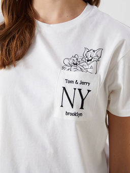 Bisiklet Yaka Tom & Jerry Bask?l? Kad?n Ti??rt