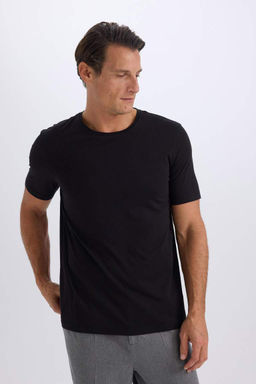 Slim Fit Dar Kesim Bisiklet Yaka Basic Duz K?sa Kollu Tisort - Defacto фото 5