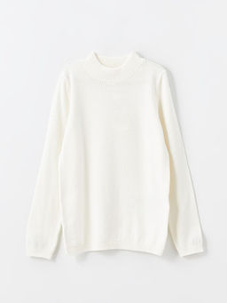 Dik Yaka Basic Uzun Kollu K?z ?ocuk Triko Kazak