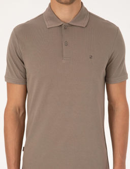 Koyu Vizon Slim Fit %100 Pamuk K_vr_lmaz Polo Yaka Basic Ti__rt
