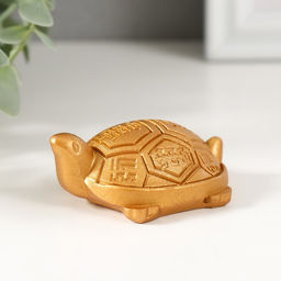 Нэцкэ фигурка полистоун под золото «Черепаха с символами на панцире», 6.4×5.5×2.2 см