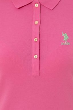 Женская розовая футболка с воротником поло Basic - U.s. polo assn фото 6