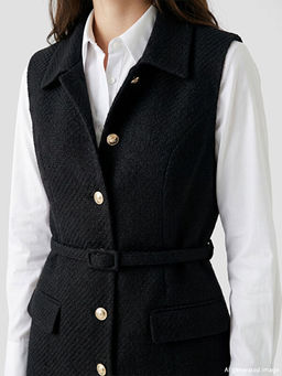 G?mlek Yaka Kad?n T?vit Klasik Yelek