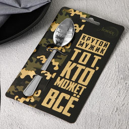 Цена за 3 шт. Ложка чайная с гравировкой Крутой мужик, h=14 см