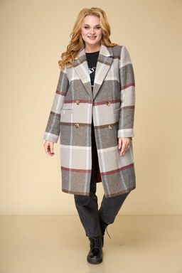 Пальто БелЭльСтиль 841 клетка серая  фото 6