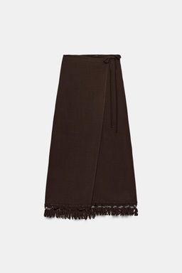 FALDA PAREO MIDI FLECOS / Marr?n - Zara фото 6