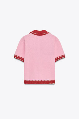 STITCHED KNIT CARDIGAN WITH SHORT SLEEVES - Zara фото 14