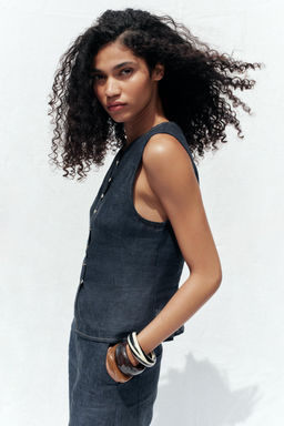 DOUBLE-BREASTED LINEN WAISTCOAT - Zara фото 21