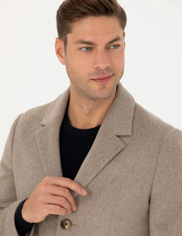 Bej Y_n Kar___ml_ Slim Fit Ka_e Kaban