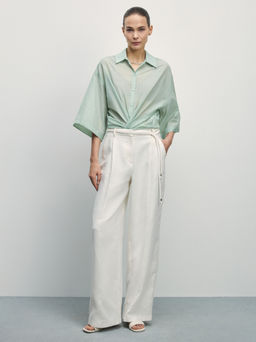 Рубашка из хлопка с коротким рукавом / Zarina фото 2