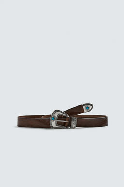 VINTAGE-EFFECT LEATHER BELT - Zara фото 2
