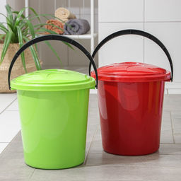 Ведро с крышкой и сливом, 10 л, d=32 см, h=26 см, МИКС