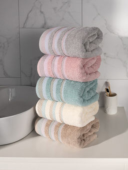 Полотенце для тела 70x140 бежевый махровая ткань - Denastia фото 5