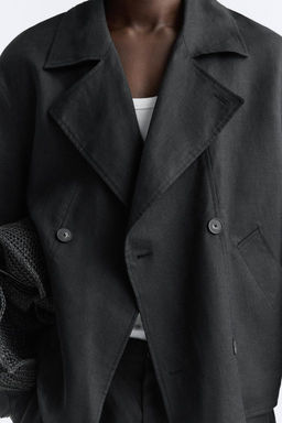 100% LINEN CROPPED TRENCH COAT - Zara фото 6