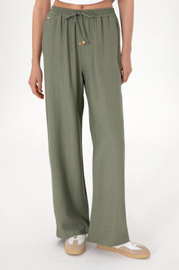 Kad_n Koyu Haki Loose Relax Fit Kanvas Pantolon