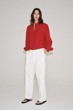 CAMISA POPEL?N ZW COLLECTION / Rojo - Zara фото 7