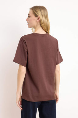 TRENDYOLMILLA Ekru %100 Pamuk Premium Oversize/Genis Kal?p Bisiklet Yaka Orme T-Shirt TWOSS23TS00040  фото 83