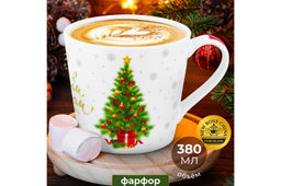 Кружка 380 мл 13*9,7*9 см Праздничная ель с золотом NEW BONE CHINA - Elan gallery фото 2