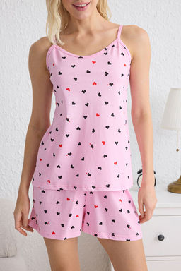 Trendyolmilla Pembe %100 Pamuklu Kalpli Ip Ask?l? Sortlu Orme Pijama Tak?m? THMSS25PT00085  фото 5