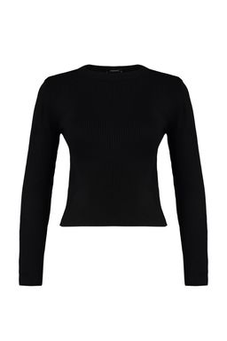 Siyah Basic Fitilli Triko Kazak TWOAW22KZ1708