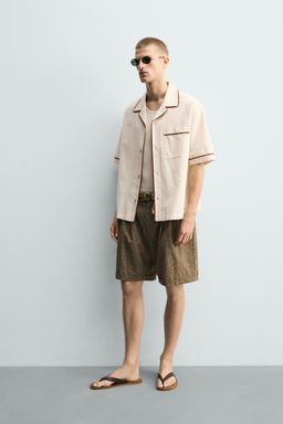 CAMISA RELAXED FIT VIVOS CONTRASTE / Crudo - Zara фото 4