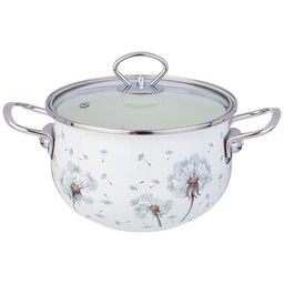 Кастрюля эмалированная со стеклянной крышкой, 2,8 л диа. 20см 943-057
