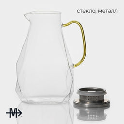 Кувшин Magistro Богема. Льдинка, 1.95 л, 9?17?20 см, с крышкой, стекло, прозрачный  фото 2