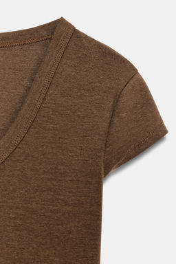 CAMISETA CUELLO OLLA / Marr?n - Zara фото 3