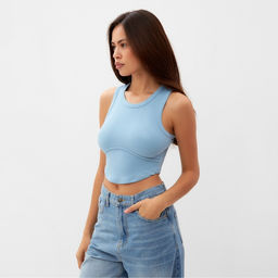 Топ в рубчик женский MIST, onesize, голубой