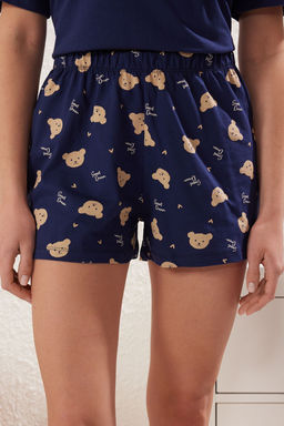 Trendyolmilla Lacivert %100 Pamuklu Ay?c?kl? Kalpli Sortlu Orme Pijama Tak?m? THMSS25PT00064  фото 5