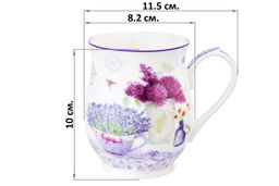Кружка 350 мл 11,5*8,2*10 см "Лаванда" бочонок, фарфор NEW BONE CHINA