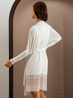 Халат ниже колена, рукав летучая мышь с кружевом - Fashion.love.story фото 4