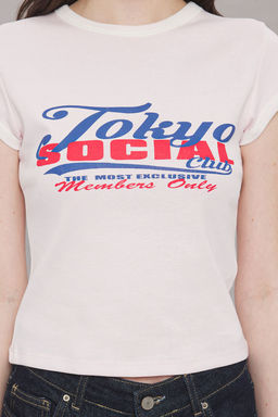 Pembe Slogan Bask? Renk Bloklu Fitted/Vucuda Oturan Orme T-Shirt TWOSS25TS00094