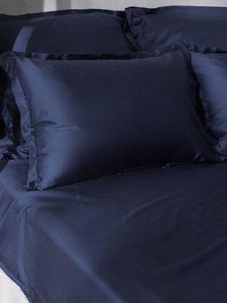 Простыня на резинке 2-спальная SL Home Tencel, 180×200+30 см, тенсель, синяя