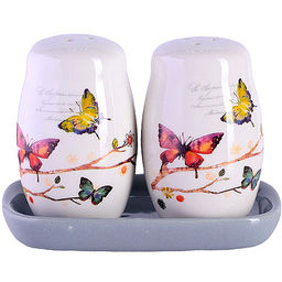 60129 Набор для специй на подставке 3пр Бабочки в саду доломит LR (х72) - Mayer&boch фото 2