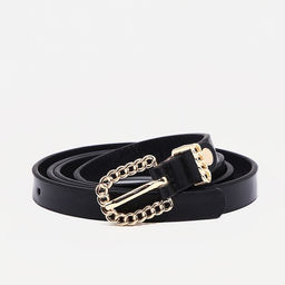 Ремень женский, ширина 1.4 см, пряжка металл, цвет чёрный