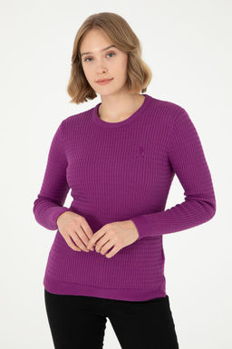 Женский фиолетовый базовый свитер Неожиданная скидка в корзине - U.s. polo assn фото 3