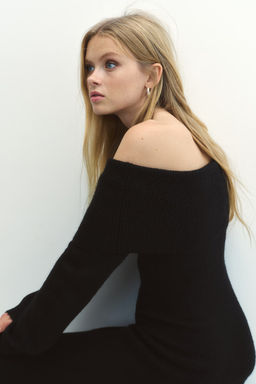 Vestido off-the-shoulder en punto fino - H&m фото 4