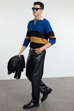 Trendyolmilla Man Cok Renkli Regular Polo Yaka Renk Bloklu Triko Kazak TMNAW25KZ00053  фото 2