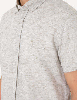 Рубашка Pierre Cardin Regular Fit хаки с льном