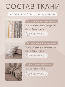 Комплект постельного белья на резинке Сатин Aurora Veil с Покрывалом AVR001 180*200*25;160*200*25;140*200*25 Евро - Ситрейд фото 5