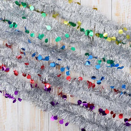 Цена за 10 шт. Мишура Переплёт кружочки, d-5 см 200 см, микс