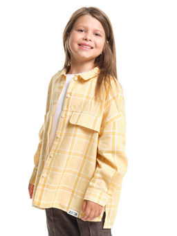 Рубашка для девочки оверсайз в клетку UD 7983 желтая клетка - Mini maxi фото 8