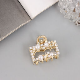 Цена за 6 шт. Крабик для волос «Саманта галант», прямой, 3 см, золото