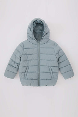 Водоотталкивающее пуховое пальто с капюшоном для маленьких девочек - Defacto фото 6