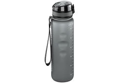 Бутылка для воды 1000 мл 7,8*7,8*28,5 см "Style Matte" с углублениями д/пальцев серая, мотивационная