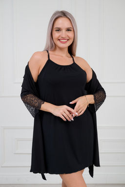 Халат женский из вискозы Адель Нуар черный - Амадэль фото 3