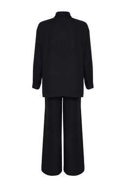 Siyah Dokuma Gomlek-Pantolon Apoletli Tak?m TWOSS24AU00095 - Trendyolmilla фото 8