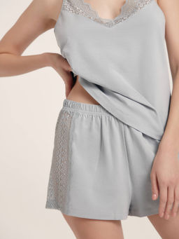 CONTE Топ из хлопка и кружева с V-образными вырезами Performance LHW 1548 grey-blue
